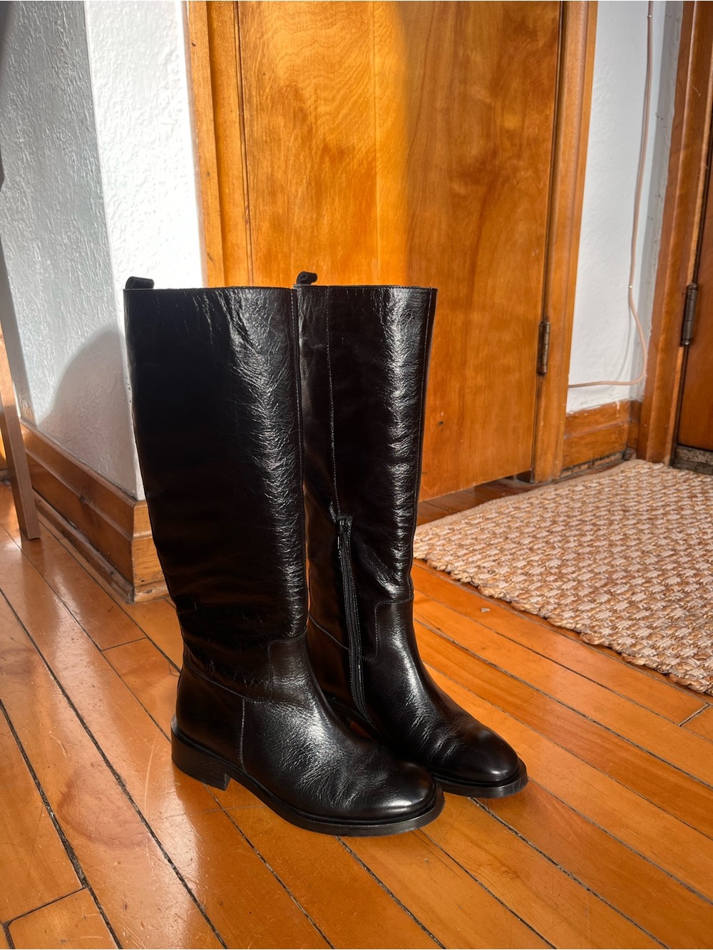 L'INTERVALLE Moyle Black Leather Knee-High Zip Boots size 36